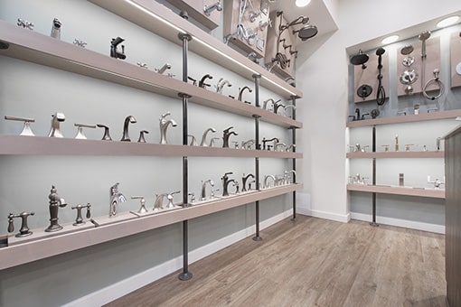 Faucets and Plumbing Fixtures Displayed in Agentis Kitchen and Bath Remodeling Company Showroom